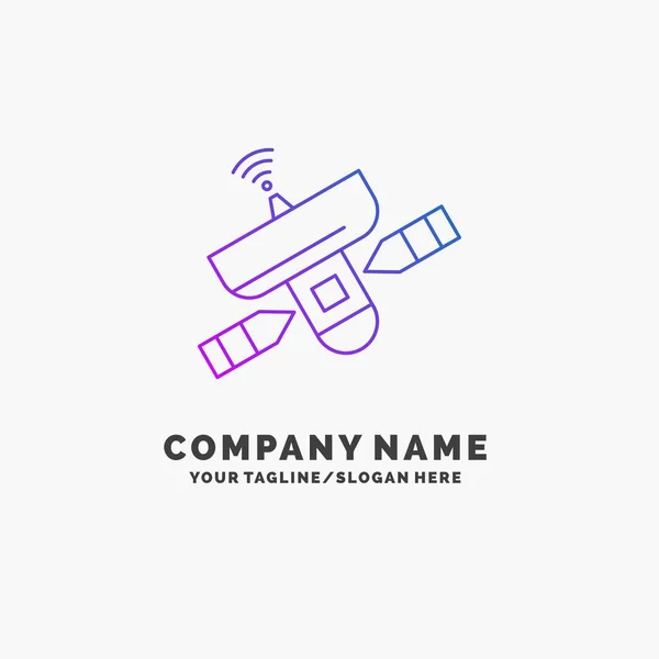 Satélite Antena Radar Espaço Signal Purple Business Logo Template Lugar — Vetor de Stock