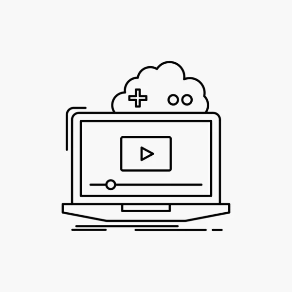 Bulut Oyun Online Streaming Video Satırı Simgesi Zole Vektör Çizim — Stok Vektör