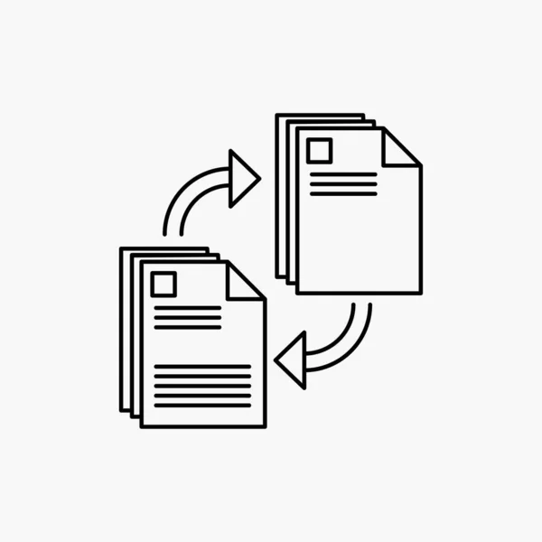 Condivisione Condivisione File Documento Copia Line Icon Illustrazione Isolata Vettoriale — Vettoriale Stock