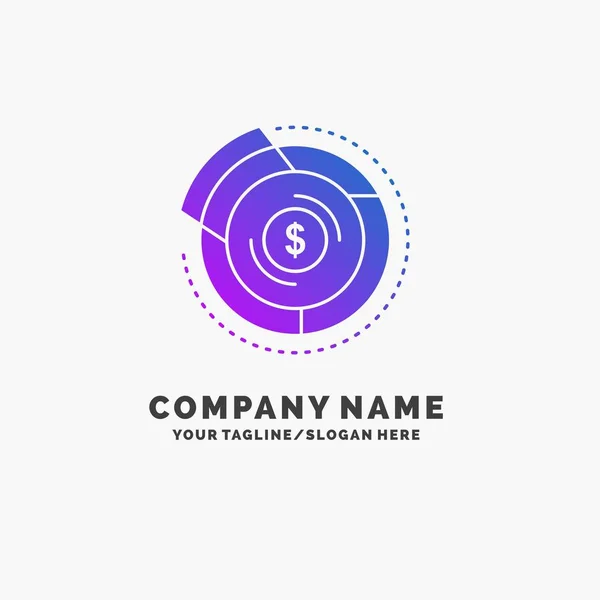 Saldo Orçamento Diagrama Financeiro Gráfico Purple Business Logo Template Lugar — Vetor de Stock