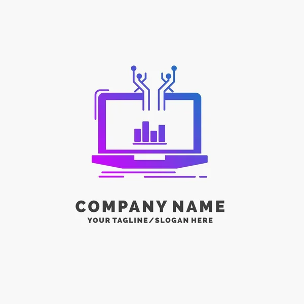Análisis Analítica Gestión Línea Plataforma Purple Business Logo Template Lugar — Vector de stock