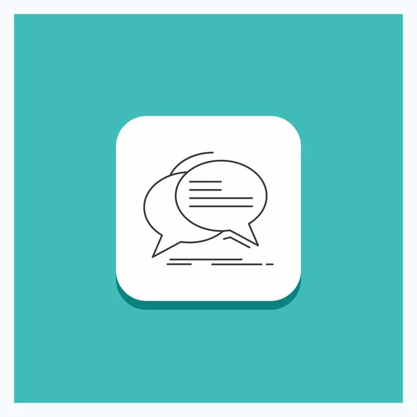 Ronde Knop Voor Bubble Chat Communicatie Spraak Praten Lijn Pictogram — Stockvector