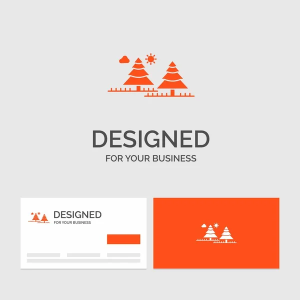 Business Logo Template Forest Camping Jungle Tree Pines Orange Visiting — Stock Vector