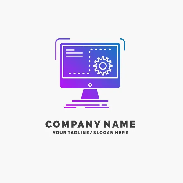 Comando Computador Função Processo Progresso Purple Business Logo Template Lugar — Vetor de Stock