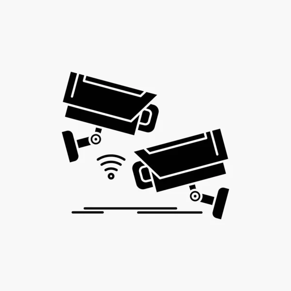 Cctv Camera Beveiliging Bewaking Technologie Glyph Pictogram Vectorillustratie Geïsoleerd — Stockvector