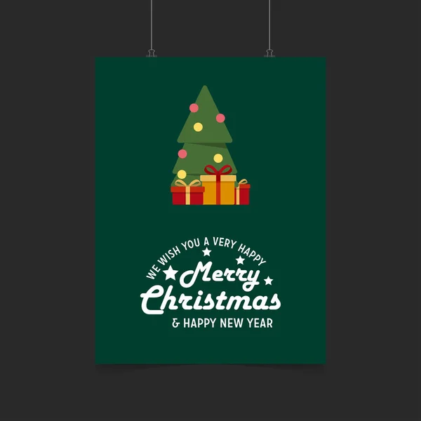 Wish You Very Happy Merry Christmas Happy New Year Gift — Stock Vector