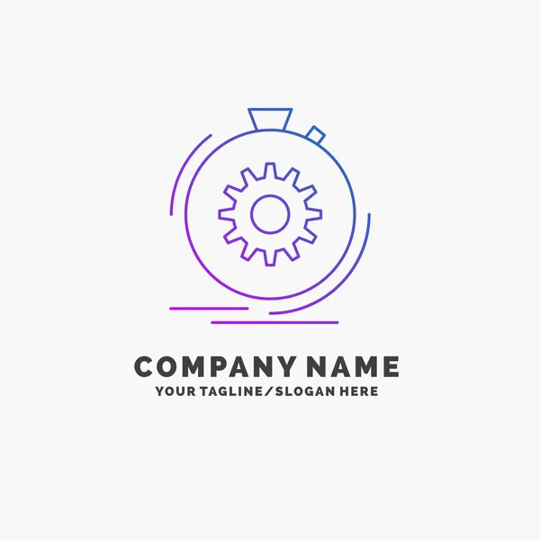 Ação Rápido Desempenho Processo Velocidade Purple Business Logo Template Lugar — Vetor de Stock