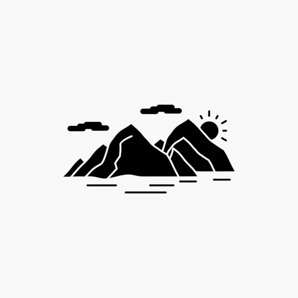 Montanha Colina Paisagem Natureza Noite Glyph Icon Ilustração Isolada Vetor — Vetor de Stock