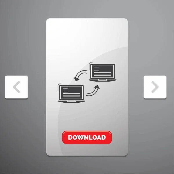 컴퓨터 네트워크 페이지 슬라이더 디자인 다운로드 버튼에 아이콘에 동기화 — 스톡 벡터