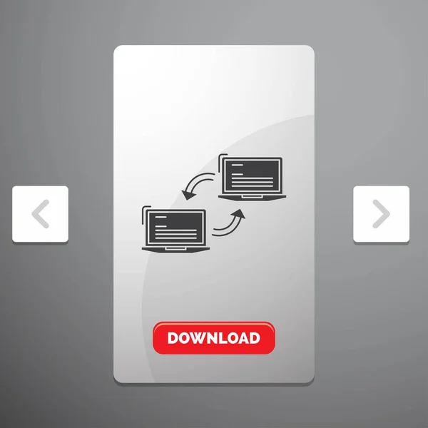 Ordinateur Connexion Lien Réseau Synchronisation Glyph Icône Dans Carrousel Pagination — Image vectorielle