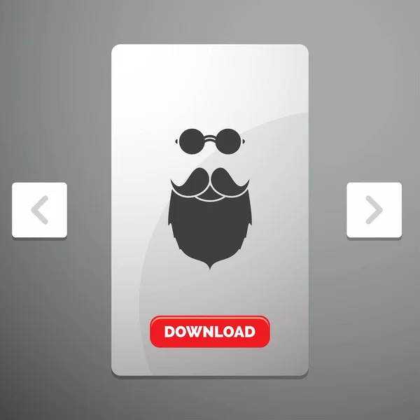 Baffi Hipster Movember Beared Men Glyph Icon Carousal Pagination Slider — Vettoriale Stock