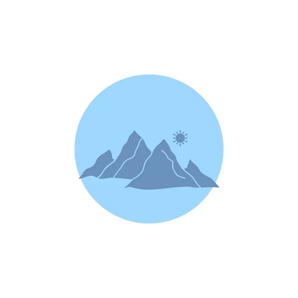 Montagne Paysage Colline Nature Soleil Glyphe Icône — Image vectorielle