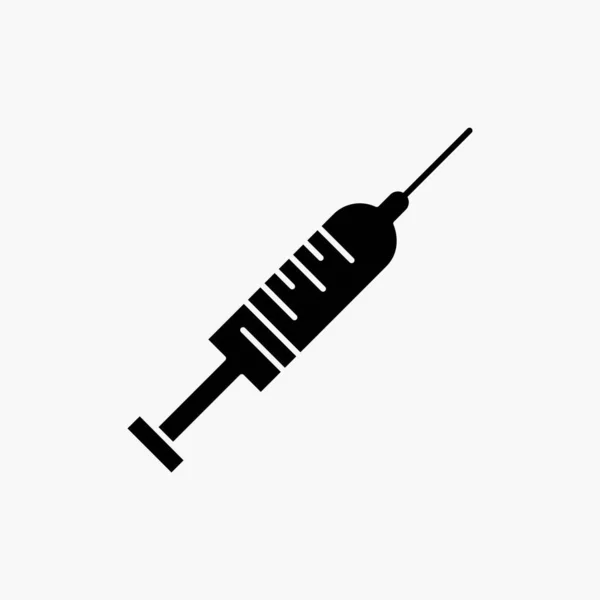Spruta Injektion Vaccin Nål Sköt Glyph Ikonen Isolerade Vektorillustration — Stock vektor