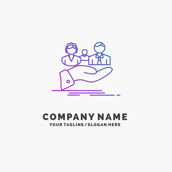 Assicurazione Salute Famiglia Vita Mano Purple Business Logo Template Luogo — Vettoriale Stock