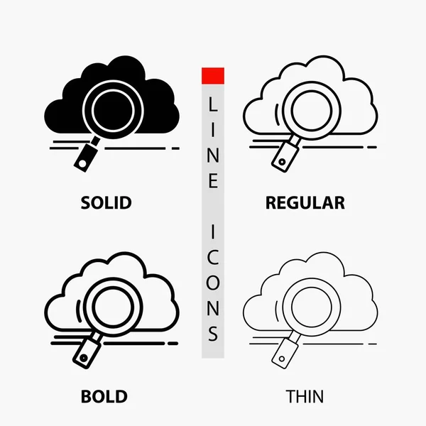 Cloud Search Storage Technology Computing Icon Thin Regular Bold Line — Archivo Imágenes Vectoriales