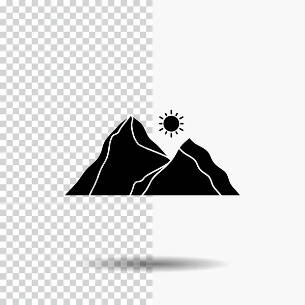 Colina Paisaje Naturaleza Montaña Escena Glifo Icono Sobre Fondo Transparente — Vector de stock