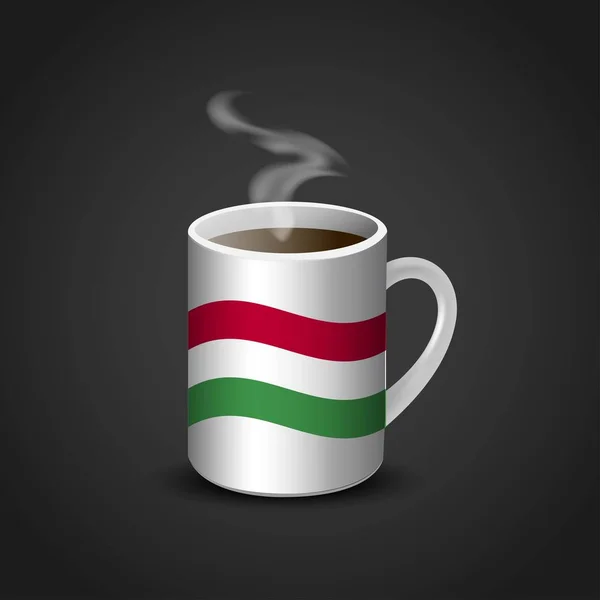 Bandera Hungría Impresa Taza Café Caliente — Archivo Imágenes Vectoriales