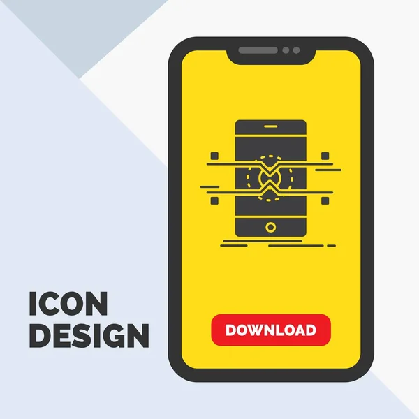 Api Interfaz Móvil Teléfono Smartphone Glyph Icono Mobile Para Página — Vector de stock