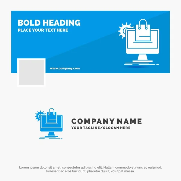 Blue Business Logo Plantilla Para Compras Online Ecommerce Servicios Carrito — Vector de stock