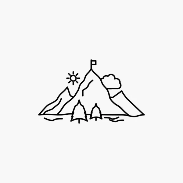 Επίτευγμα Σημαία Αποστολή Βουνό Επιτυχία Εικονίδιο Γραμμή Εικονογράφηση Διάνυσμα Απομονωμένες — Διανυσματικό Αρχείο