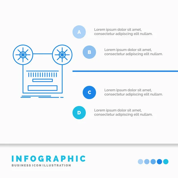 Record, recording, retro, tape, music Infographics Template for Website and Presentation. Line Blue icon infographic style vector illustration