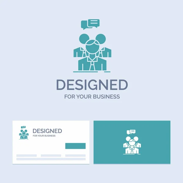 group, business, meeting, people, team Business Logo Glyph Icon Symbol for your business. Turquoise Business Cards with Brand logo template.