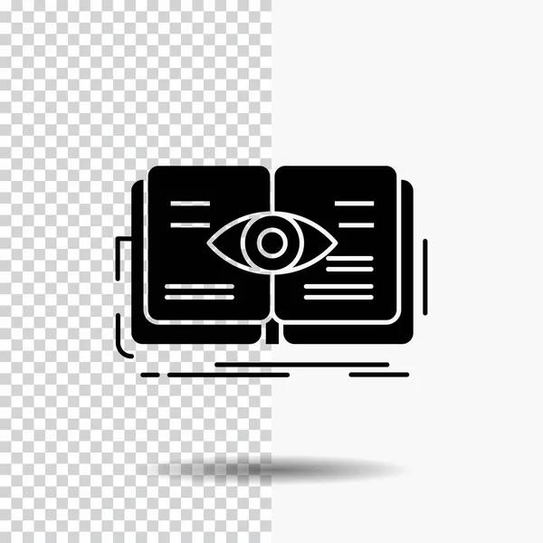 Knowledge Book Eye View Growth Glyph Icon Transparent Background Black — Stock Vector