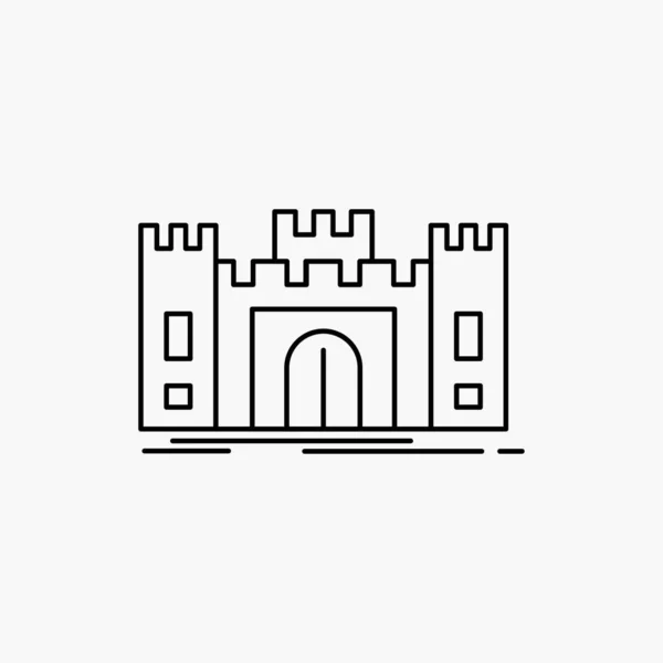 Castle Defense Fort Fortress Landmark Line Icon Vector Isolated Illustration — Stock Vector