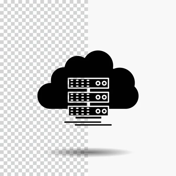 Cloud Speicher Computing Daten Flow Glyphen Symbol Auf Transparentem Hintergrund — Stockvektor