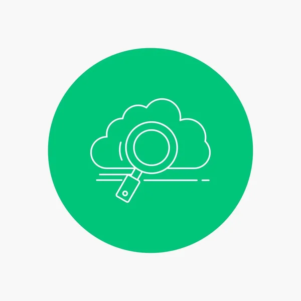 Cloud Search Storage Technology Computing White Line Icon Circle Background — Vector de stock
