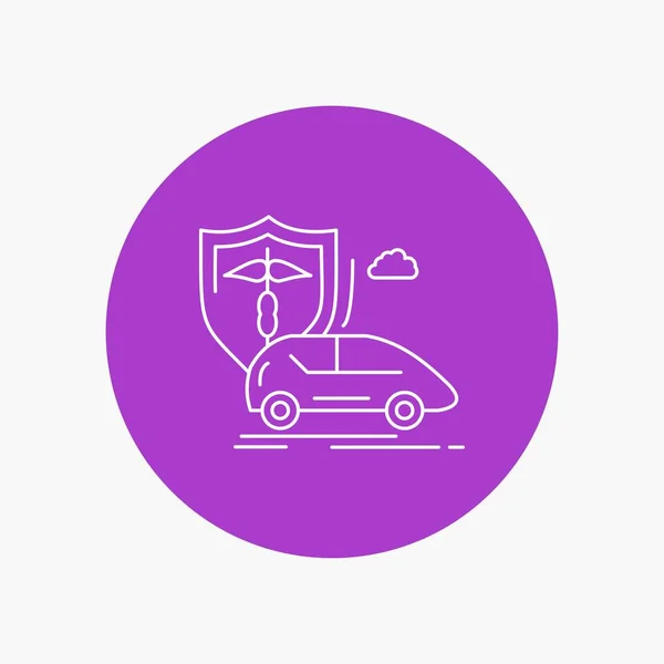 Αυτοκίνητο Χέρι Ασφάλιση Μεταφορές Ασφάλεια Λευκή Γραμμή Εικονίδιο Στο Παρασκήνιο — Διανυσματικό Αρχείο