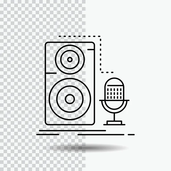 Levande Mikrofon Mikrofon Post Ljud Ikon Transparent Bakgrund Svart Ikon — Stock vektor