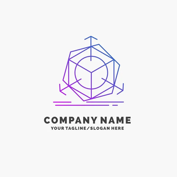 3d, change, correction, modification, object Purple Business Logo Template. Place for Tagline