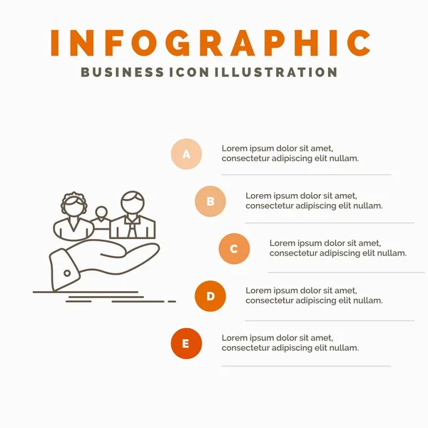 Ubezpieczenia Zdrowie Rodzina Życie Ręka Infografiki Szablon Dla Strony Internetowej — Wektor stockowy