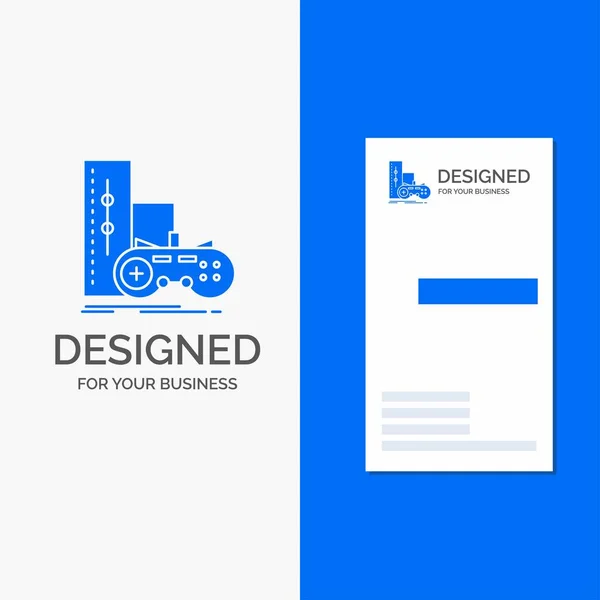 Business Logo Game Gamepad Joystick Play Playstation Vertical Blue Business — Stock Vector
