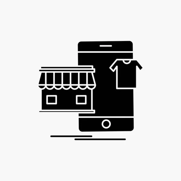 Compras Vestuário Comprar Online Loja Glyph Icon Ilustração Isolada Vetor — Vetor de Stock