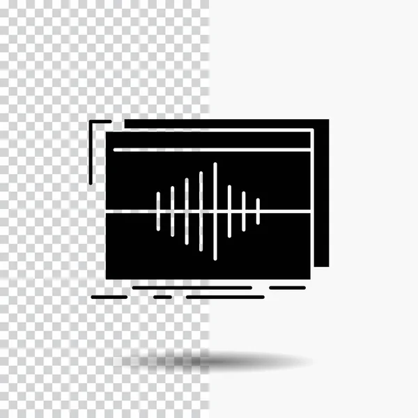 Audio Fréquence Hertz Séquence Onde Glyphe Icône Sur Fond Transparent — Image vectorielle