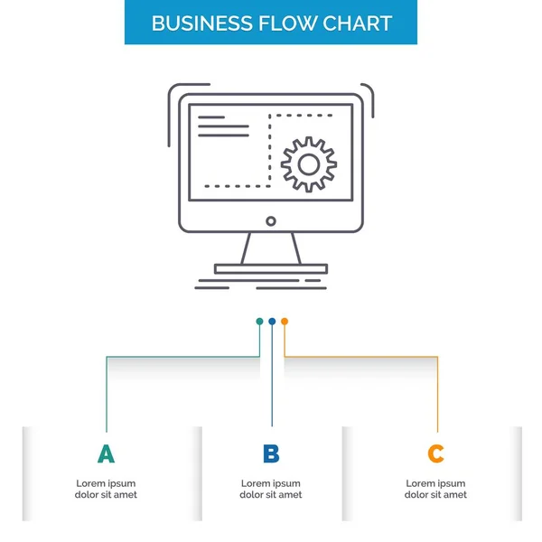 Commande Ordinateur Fonction Processus Progrès Conception Diagramme Flux Affaires Étapes — Image vectorielle