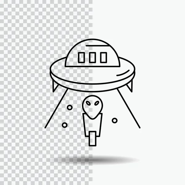 Alien Space Ufo Spaceship Mars Line Icon Transparent Background Black — Stock Vector