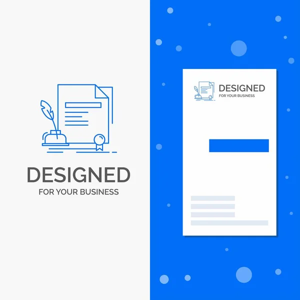 Logotipo Negócio Para Contrato Papel Documento Acordo Prêmio Vertical Blue — Vetor de Stock