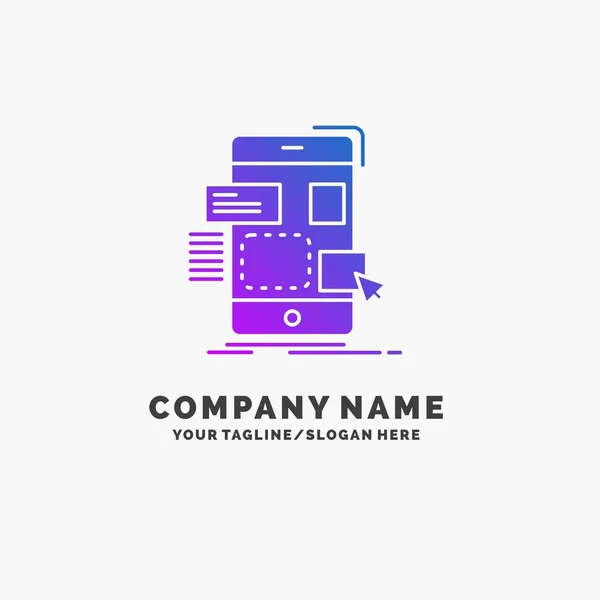 Drag Mobile Design Purple Business Template Место Линии Озила — стоковый вектор