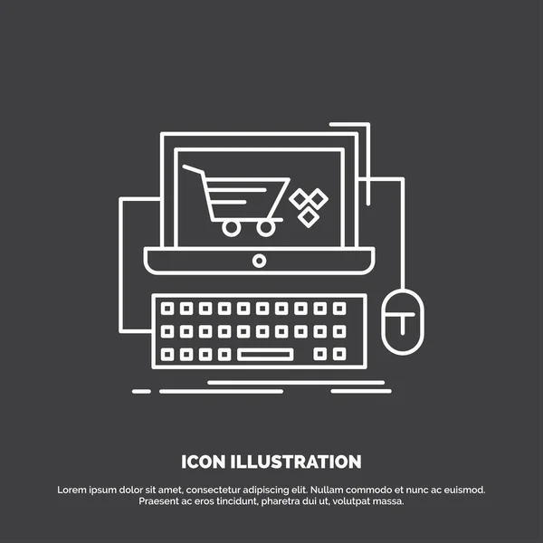 Cart Online Shop Store Game Icon Line Vector Symbol Website — Stock Vector