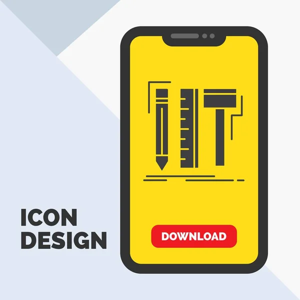 Design Designer Digital Tools Pencil Glyph Icon Mobile Download Page — Stock Vector