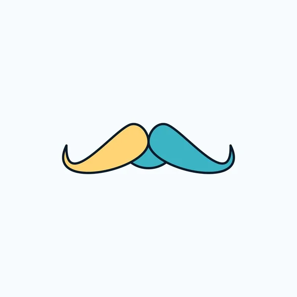 Bigote Hipster Movember Macho Hombres Icono Plano Signo Verde Amarillo — Archivo Imágenes Vectoriales