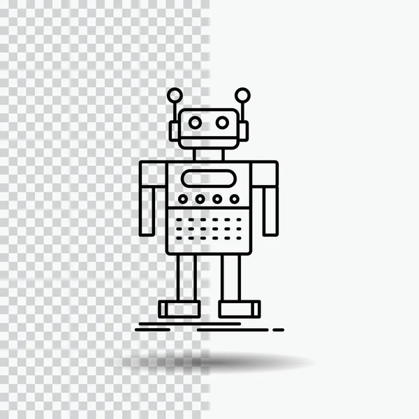 Robô Andróide Artificial Bot Ícone Linha Tecnologia Fundo Transparente Ilustração — Vetor de Stock