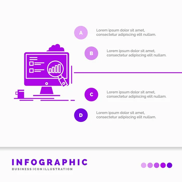 Analytics Board Presentation Laptop Statistics Modello Infografico Sito Web Presentazione — Vettoriale Stock