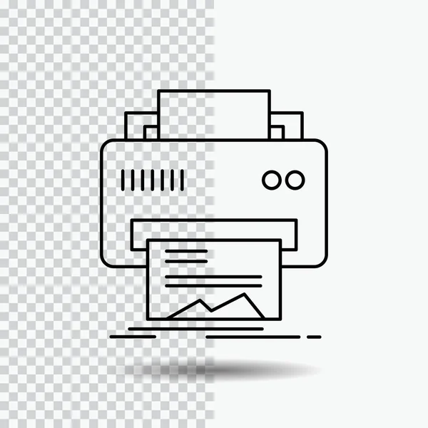 Digital Printer Printing Hardware Paper Line Icon Transparent Background Black — Stock Vector