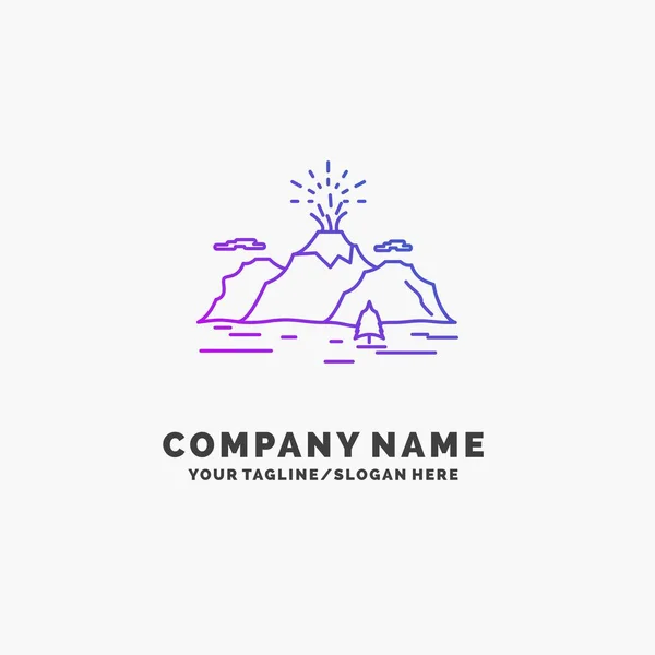 Příroda Kopce Krajina Hory Výbuch Purple Obchodní Logo Šablonu Místo — Stockový vektor