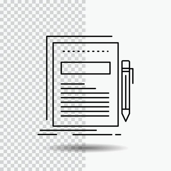 Business Documento File Carta Presentazione Linea Icona Sfondo Trasparente Illustrazione — Vettoriale Stock