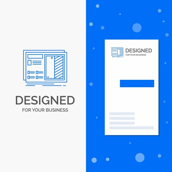 Business Logo Blueprint Design Drawing Plan Prototype Vertical Blue Business — Stock Vector